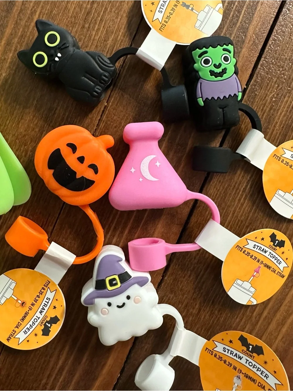 Target Halloween glow in the dark green slime tumbler sleeve and 5 straw toppers